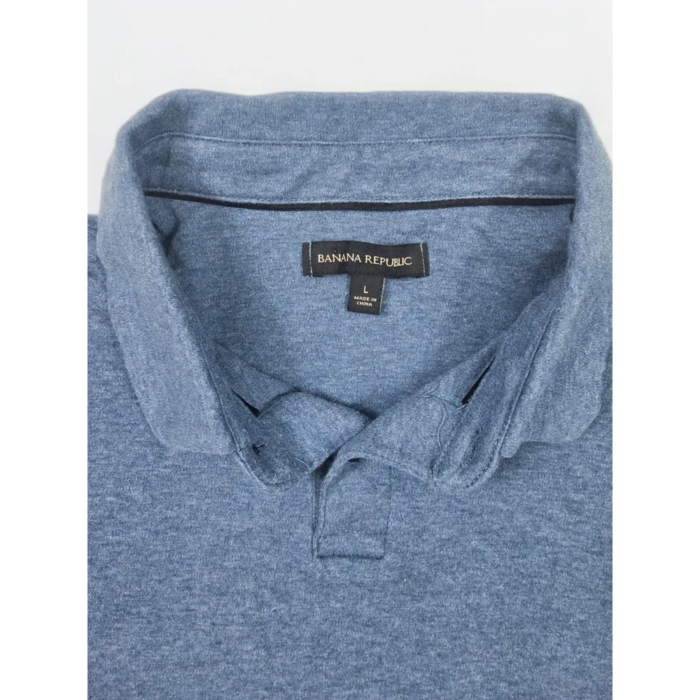 Banana Republic Blue Luxury Touch 1/4 Button Short‎ Sleeve Polo Men's Size L